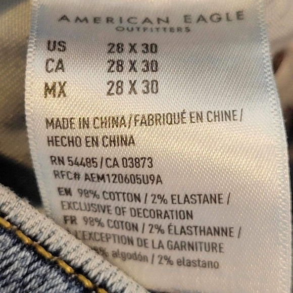 American Eagle AE Jeans Mens Slim Next Level Airflex Blue 28X30 Skate Distressed - Picture 7 of 12